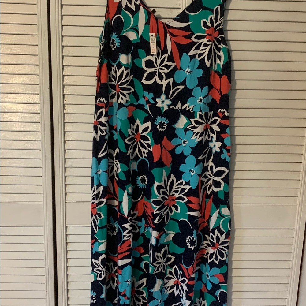 Talbots 1X Plus Size Colorful Patterned Maxi Dress NWT